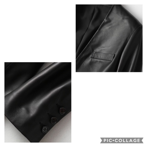 Black Faux Leather Blazer - Picture 4 of 4